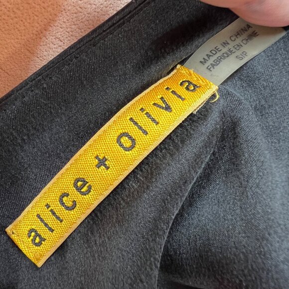 Alice + Olivia Sayah Silk Leather Cut-out A-Line Mini Dress Black Size Small - Picture 8 of 11